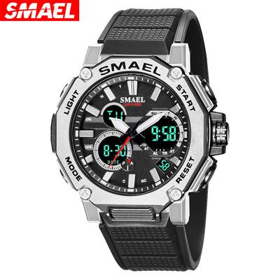 Quartz Watches Sports SMAEL Brand Male Clock Alarm 50M Waterproof Stopwatch LED Back Light Wristwatches 8047 Men Watch Sport