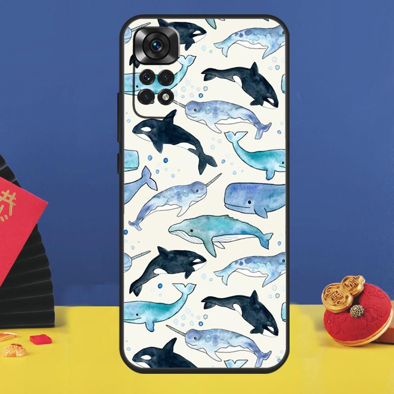 

Чехол для телефона Морской Кит Нарвал для Xiaomi Redmi Note 14 Pro 13 11 9 10 12 15 Pro Plus 10C 12C 13C 14C 15C Redmi Note 15 Pro 5G