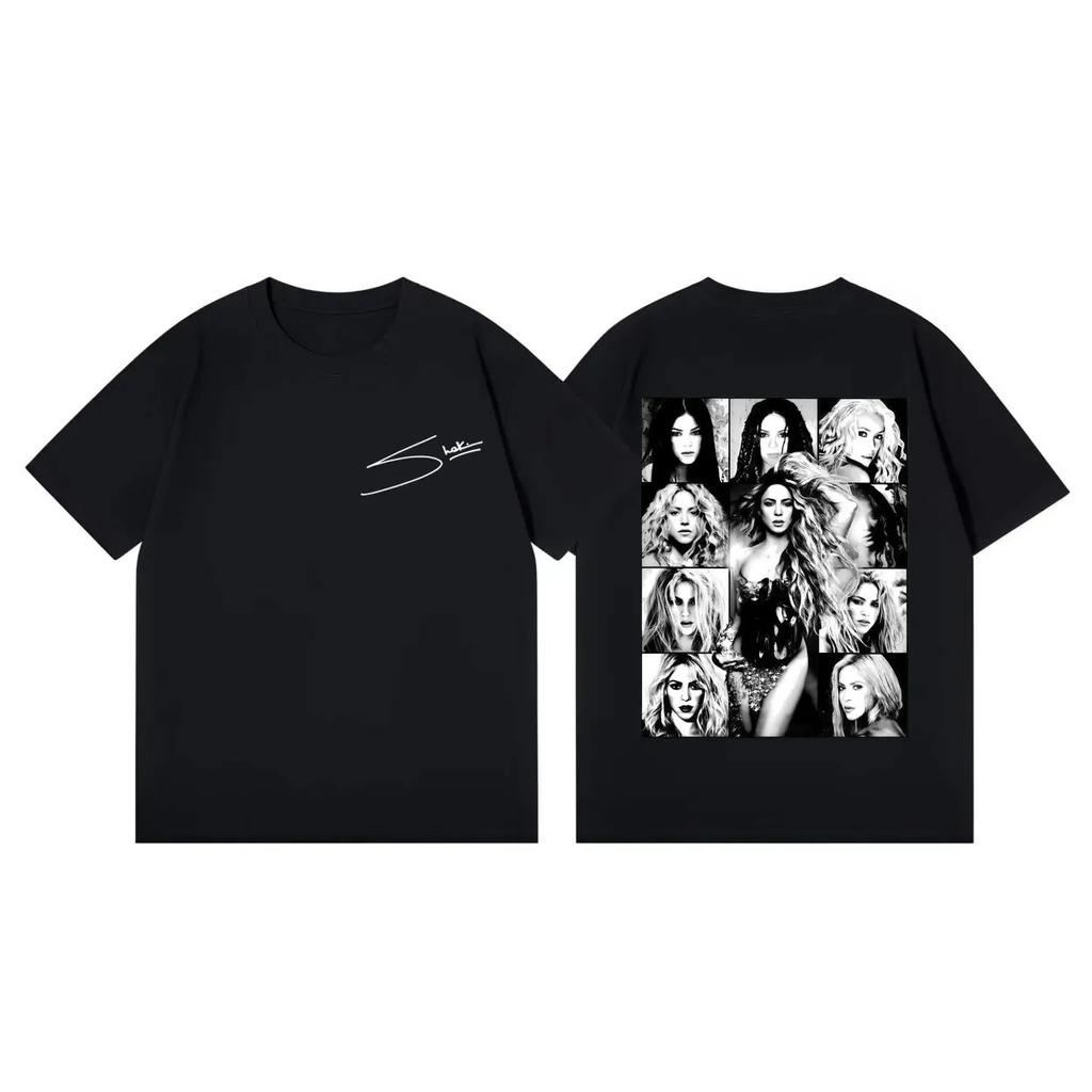High Quality Cotton Oversized T-shirt Singer Shakira World Tour 2026 Graphic T Shirts Unisex Women Fashion Trend Vintage T-shirts