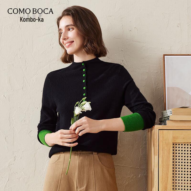 

Women s Color-Block Cashmere Stand-Collar Sweater XL