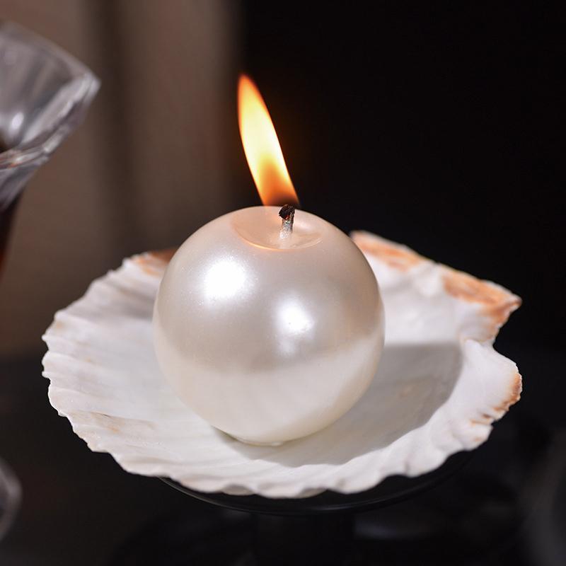 

1 шт. С подносом-ракушкой Ароматические свечи для ужина Роскошные Белые Вечеринка Жемчужный Аромат Свеча Реквизит для фона Бездымные Романтические белый