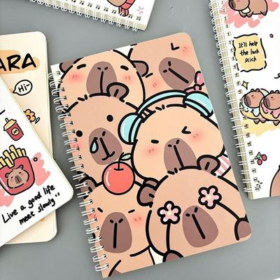 Mini Portable Notebook A5 Capybara Notebook Line Inner Pages Daily Notes Coil Notebook Capybara Cute Small Notepad Student Diary