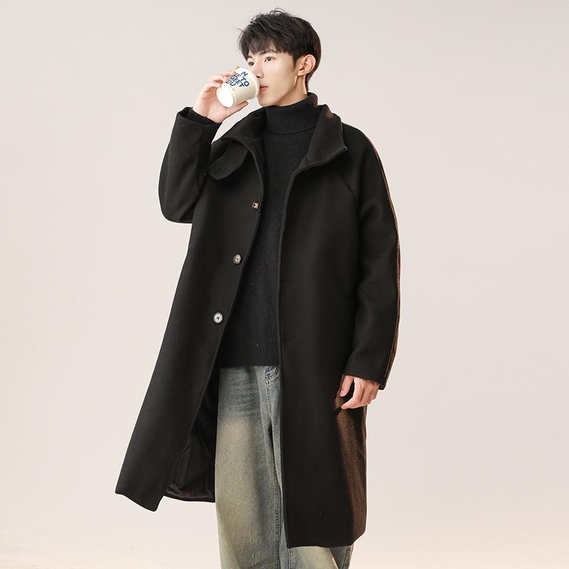 Men's 2025 Trendy Mid-Length Woolen Trench Coat: Stylish, Versatile & Casual.
