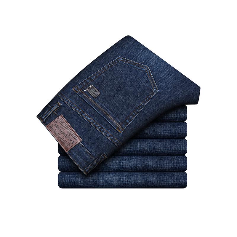 Men's Mid-High Waist Slim Straight Stretch Jeans