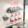 CICUFY 30cm Metal Spice Rack with Suction Waterproof and with 6 Removable Hooks and Dishcloth Gray Cups, Rustproof, Wall-Mounted, Holder,