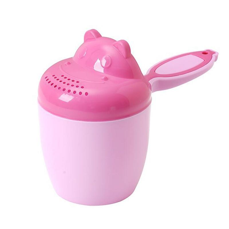 

1PC Cartoon Bear Bathing Cup Kid Shower Shampoo Cup Bailer Shower Water Spoon Bath Wash Cups Rose Red