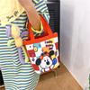 Cartoon Cute Animal Canvas Large-Capacity Handbag Women Bucket Totes Shopper Lunch Bags