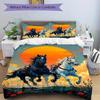 3pcs Set Horse Sunset 1 Quilt Cover + 2 Pillowcases, All Seasons Bedroom Setting, Perfect for Home and Dorm Decor A166