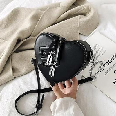 Gotické srdce čepeľ zips retiazka crossbody kabelky pre ženy dievča ležérne kabelky cez rameno kabelky techwear letná peňaženka goth