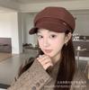 Vintage British woolen hat Children's wide brim shows small face Breathable octagonal hat Fashion versatile painter hat Newsboy hat