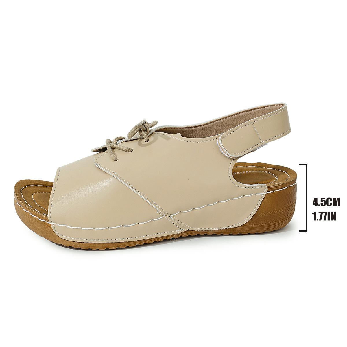 

Європейські, американські та римські сандалі зі шнурівкою, літні нові пляжні сандалі з товстою підошвою та круглим носком на липучках 43 абрикосовий