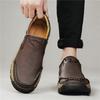 Retro New Black Brown Loafers Men's Thick-soled Outdoor Hiking Leather Casual Shoes Male Slip On Walking Footwears