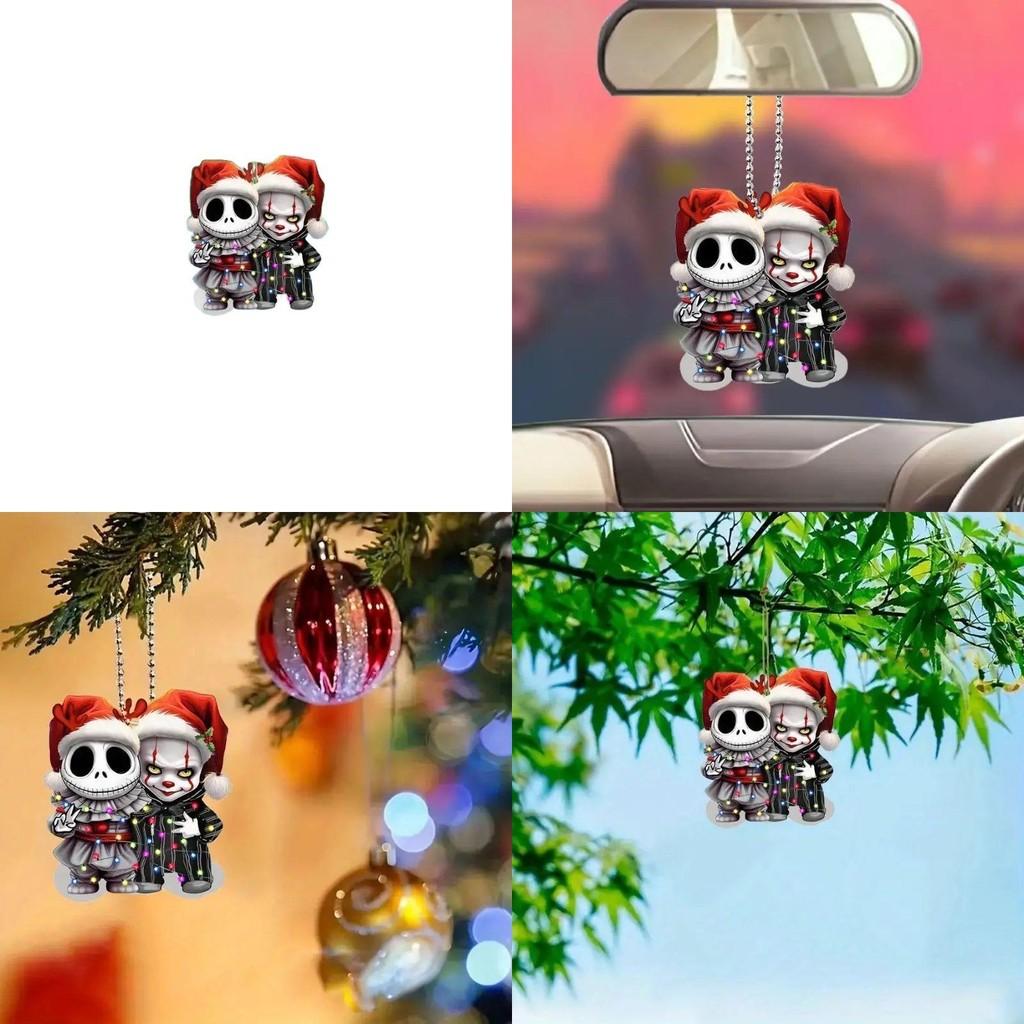 Car Decor Acrylic Halloween It Clown Pendant With Cartoon Design For Vehicle Interior Accessories