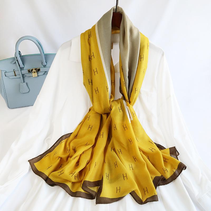 Cotton and Linen Scarf for Women In Autumn and Winter New Versatile Warm and Fashionable Letter Scarf Decorative Shawl