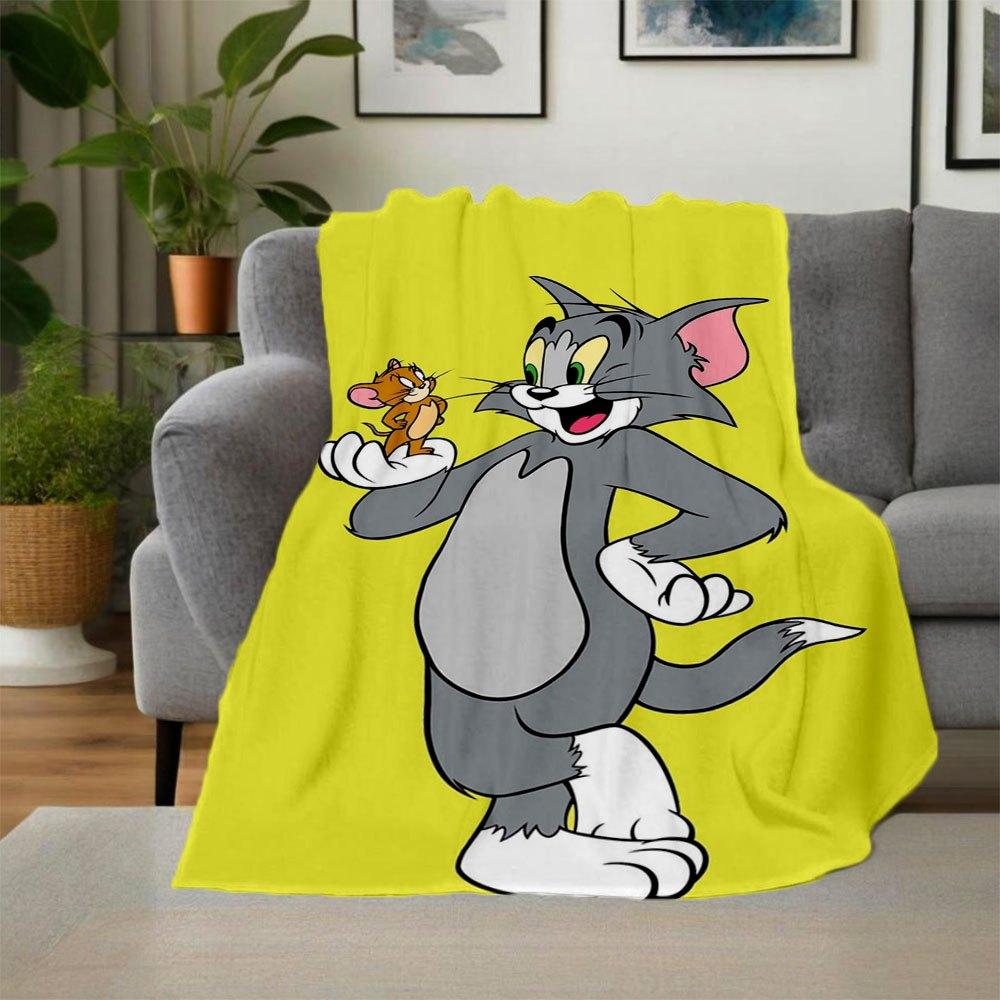 Tom and Jerry Cartoon Poster PrintBlanket Flannel Throw Blanket for Sofa, Bed, Travel, Camping, Office