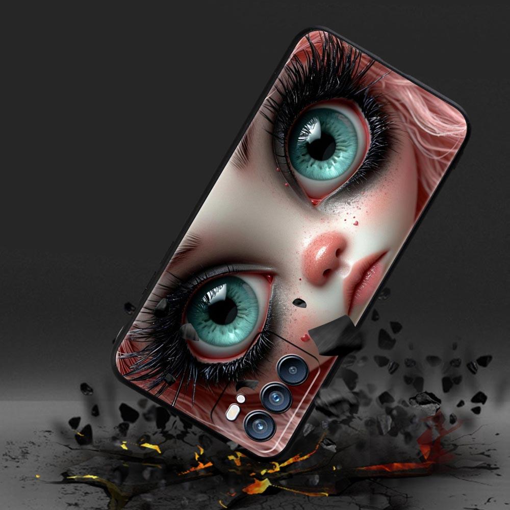 Phone Case Cover For Oppo A17 A31 A54 A57 A78 A79 Find X5 X6 Reno 7 8 10 11 12 13 F Pro 5G Soft TPU Shell Cute Black Big Eyes