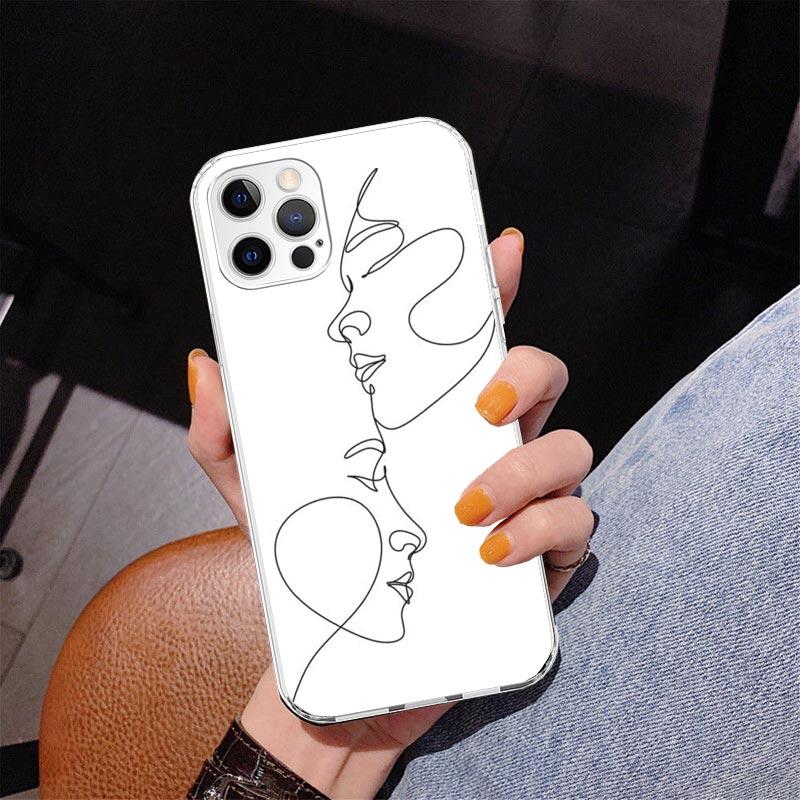 Abstract Line Women Face Phnoe Case for Iphone 17 Air 16 11 12 13 Mini 14 Plus 15 Pro Max 7 8E SE 2020 16ProMax Phone Cover Coqu