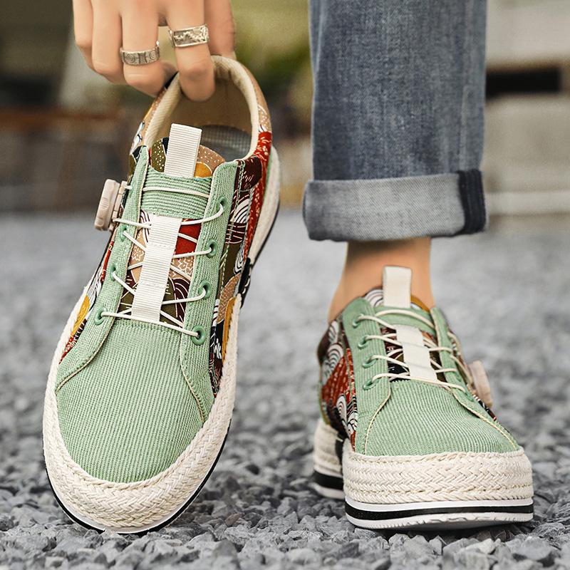 Personalized Lace Up Corduroy Board Shoes for Lazy People To Step on Canvas Shoes for Men's Shoes   for Men with Free Shipping
