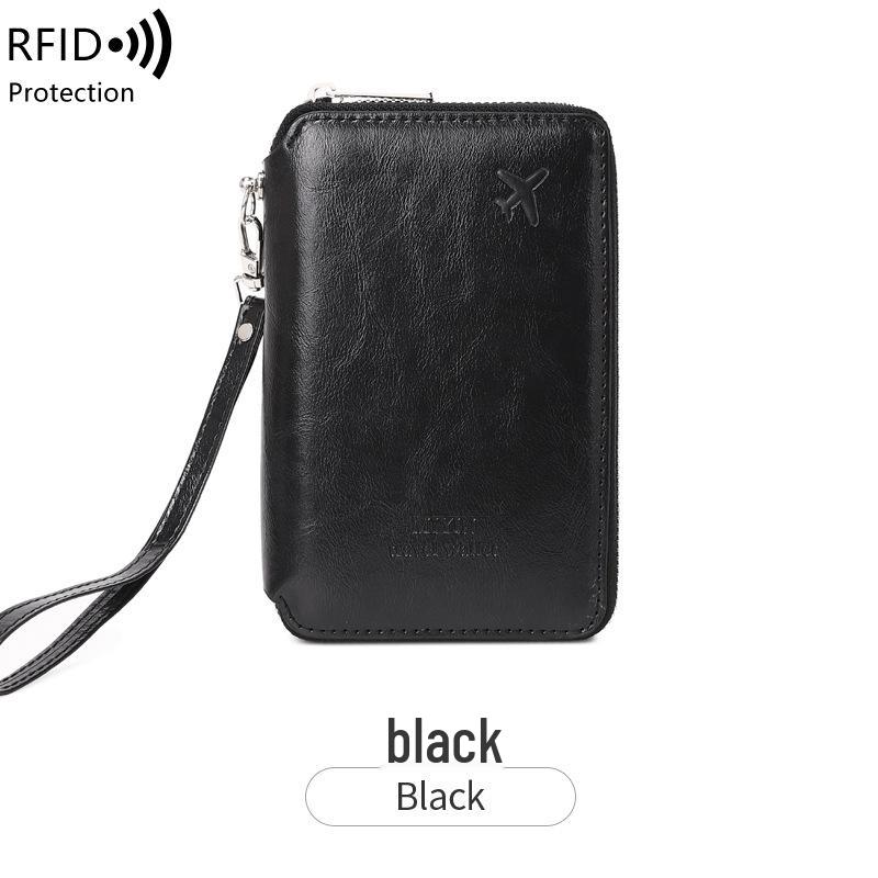 RFID Passport Holder: Anti-theft Travel Wallet with Zipper, Large Capacity for Tickets and Documents