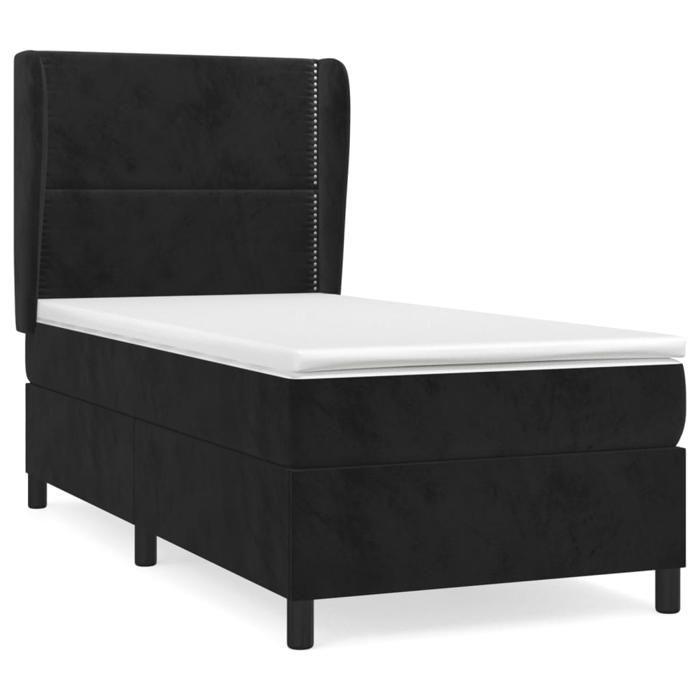 3129119 vidaXL Lit à sommier tapissier et matelas Noir 80x200 cm Velours