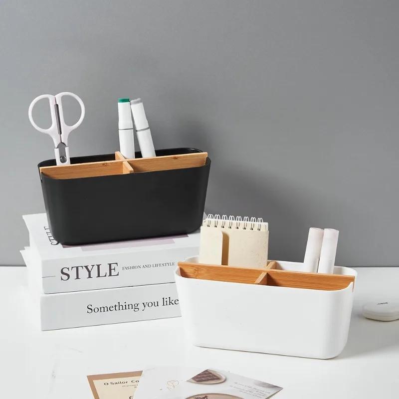 Modular Bamboo Desktop Organizer - Adjustable Dividers for Cosmetics, Office Supplies Multi-Use Home Office/Bedroom Tray