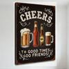 Vintage Cheers Metal Tin Sign Beer Bottles Mugs Distressed Wall Plaque for Bar Pub Man Cave Home Decor