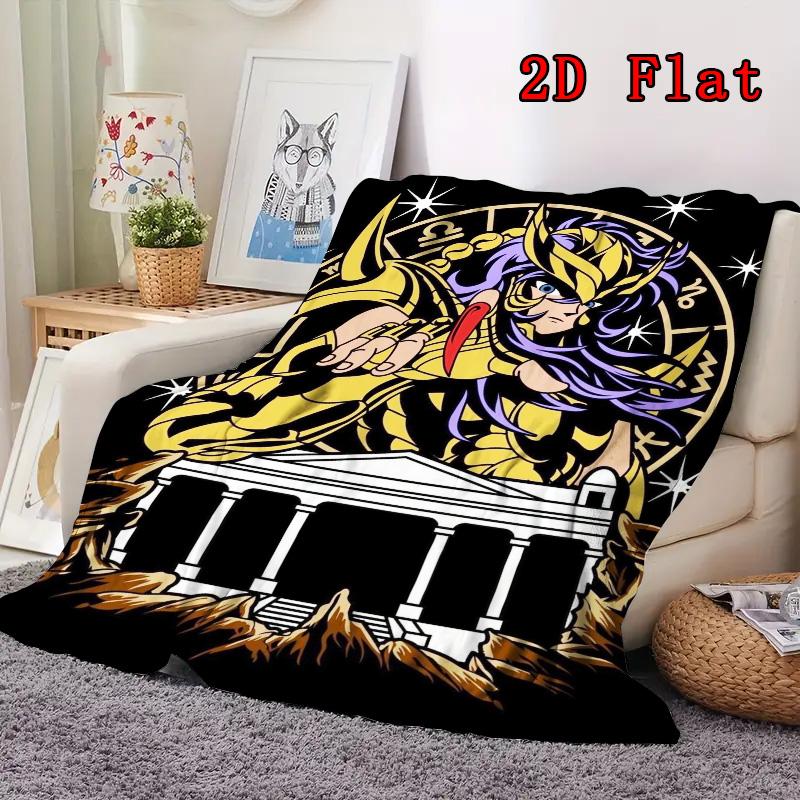 Gold Saint 2D Flat Pattern Flannel Blanket High quality All Seasons Warmth and Comfort Perfect for Christmas Gifts.MMT0918324