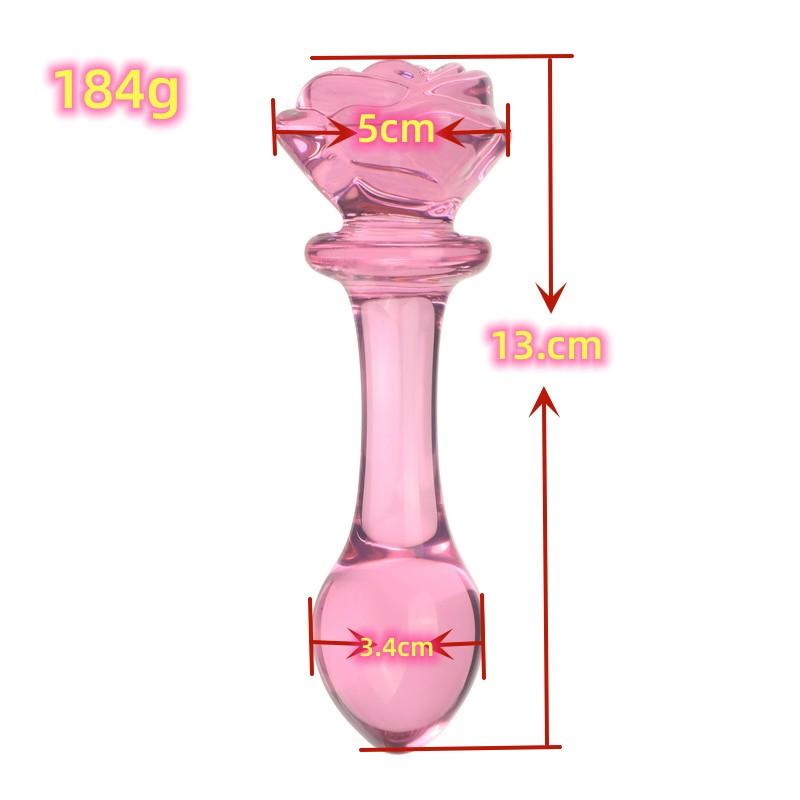 Anal masturbation Glass anal plug pink Four beads pull bead Rose 3.5cm BDSM SM Sex Toys unisex Gay' Anal Expansion Massage Thread