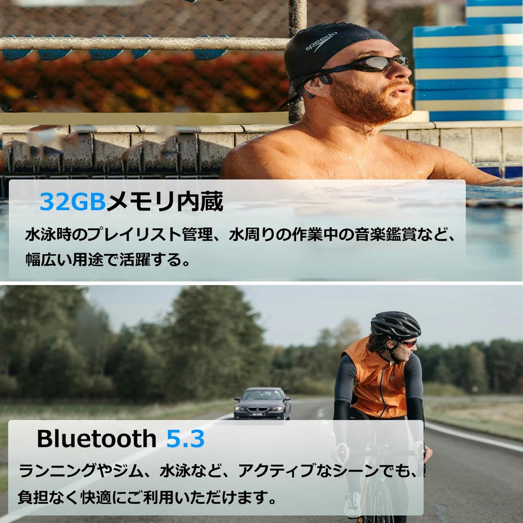 Bone Conduction Swimming IP68 Headphones with Bluetooth MP3 32GB Bone Conduction Headphones with 12 Hours of Continuous Fast Up To for and Walking