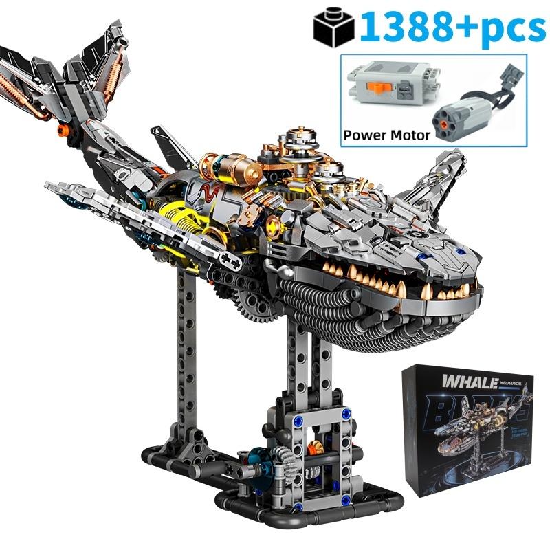 

2025 MOC Mechanical Whale Building Block Model Bricks With Light DIY Desktop Decoration Kids Toys Christmas Birthday Gifts Toy S