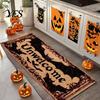 Halloween Themed Floor Rug Kitchen Rug, Pumpkin Bat Black Cat Non-slip Mat, Slip-resistant Mat Spooky Entrance Festive Decorative for Bedroom