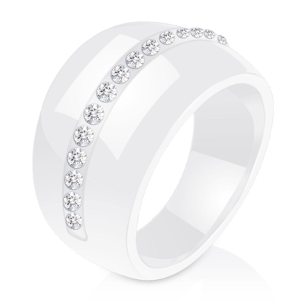 New Fashion Luxury Round Gem Stone Cubic Zirconia Ceramic Ring Statement Rings For Women Jewelry
