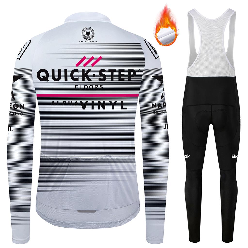 QUICK STEP Team Men's Fleece Warm Long Sleeves Cycling Jersey Pro Cycling Clothing MTB Maillot Ropa Ciclismo Bike Sports Uniform