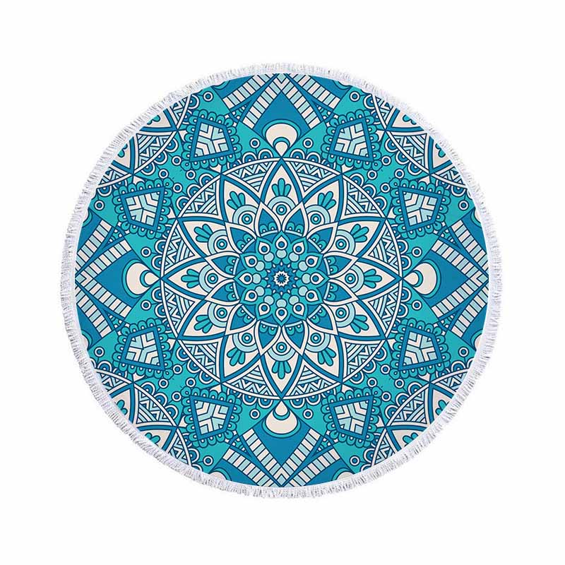 Telo Mare Rotondo Bohemien Microfibra Assorbente Sport Spiaggia Mare Tappetino Yoga Con Frange Grande Asciugamano da Bagno Teli da Stendere 150 cm
