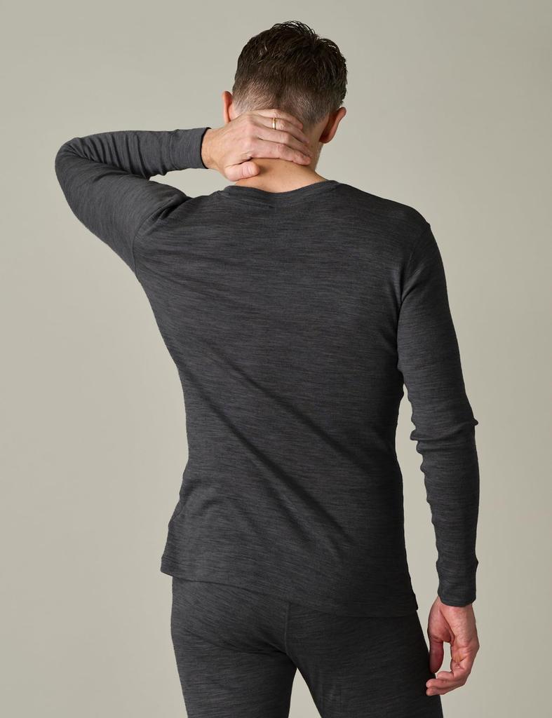 Merino Wool Underwear Warm Inner Top and Bottom (Rapasa) Men's (3.Dark Gray_(Thin Set), L)
