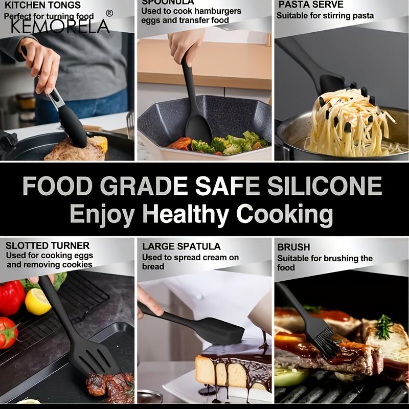 12PCS Silicone Cooking Utensil Set - Heat Resistant Non-Stick Safe, Spatula Tongs Whisk Set, Dishwasher Safe Mother‘s Day Gift