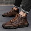 Men's High-top Casual Sneakers Handmade Leather Shoes Plus Size 39-48 Spring & Autumn