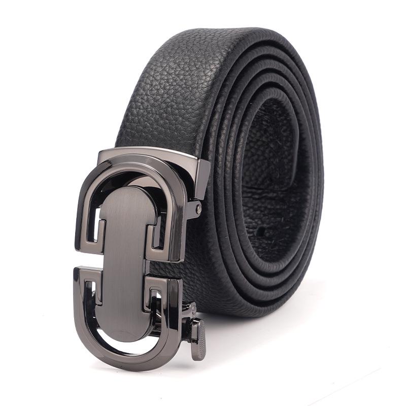 Men s Automatic Alloy Buckle Leather Belt 125 cm