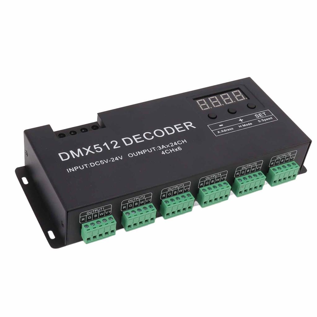 24 Channel Decoder Digital Display RGBW DMX512 Dimming Driver LED Controller for Stage Bar DC5V‑24V