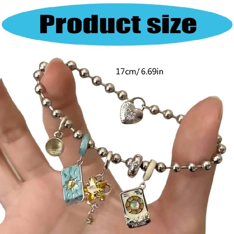 Vintage Bransoletka Inspirowana Słońcem, Księżycem i Gwiazdami Wytrzymały Łańcuszek ze Stopu Biżuteria na Urodziny Modne Akcesoria