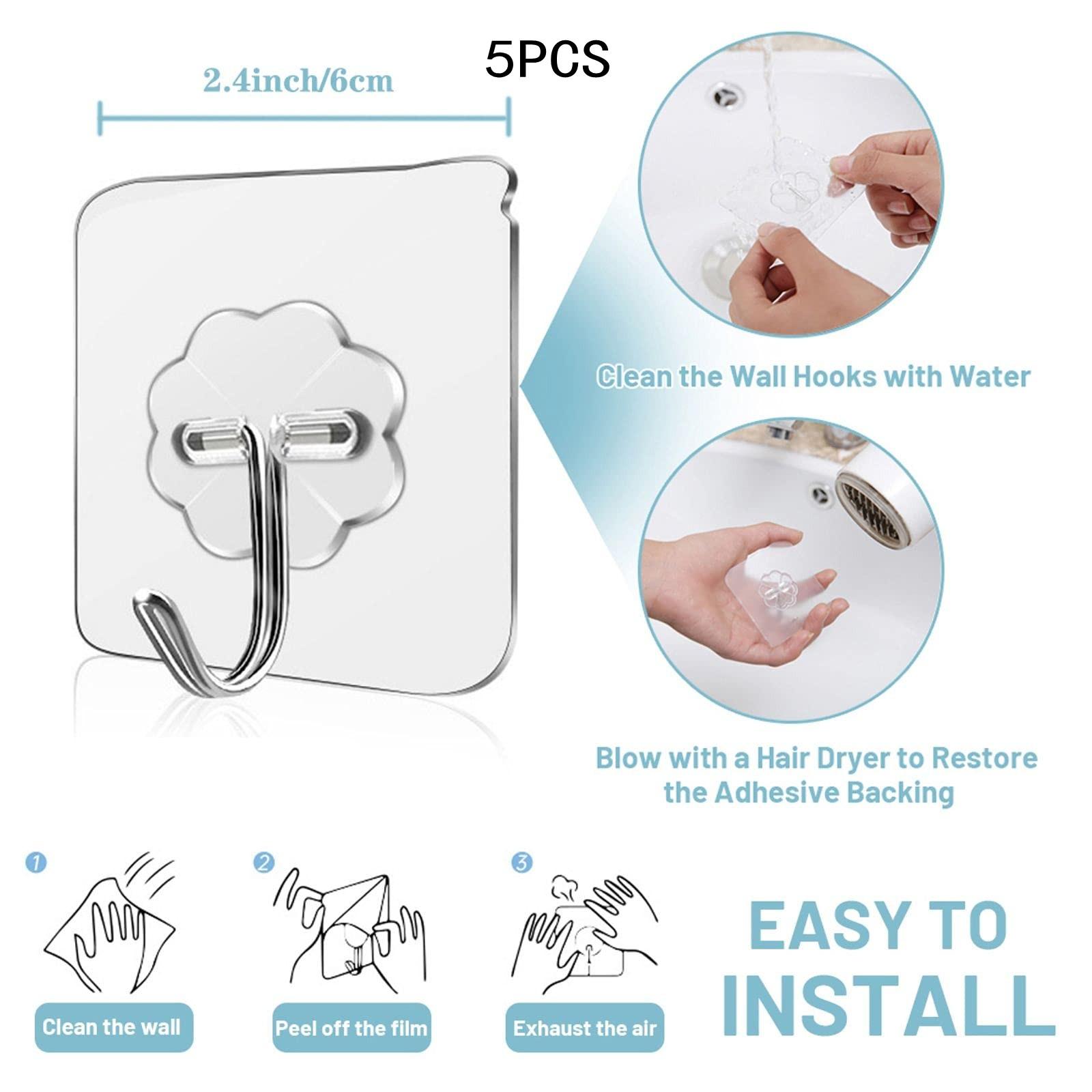 

Large Adhesive Hooks Heavy Duty 22 lbs Robe Towel Hooks Waterproof Adhesive Wall Hooks for Home Bathroom Kitchen Office