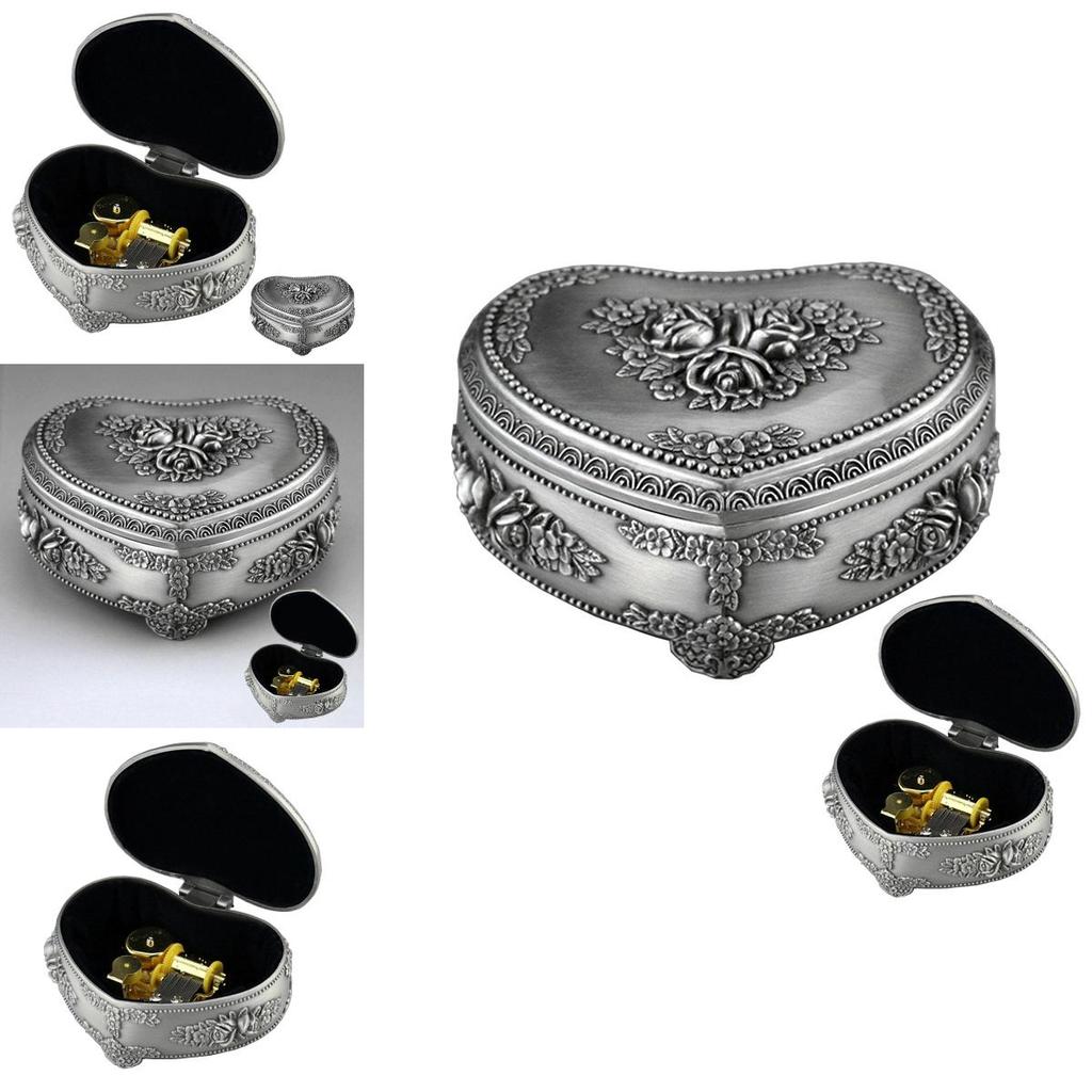 Elegant Alloy Heart Shape Music Box Movement With Vintage Clockwork For Kids Gift Collection