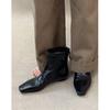 Minimalist temperament Maillard short boots square head high-end black short boots woflat Chelsea boots thin boots