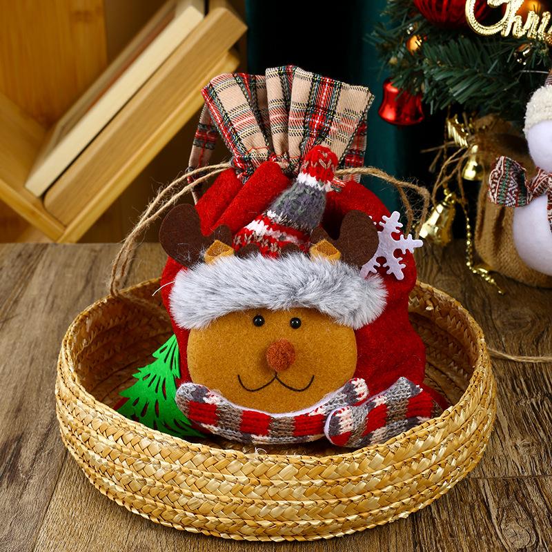 Christmas Cartoon Candy Bag Santa Claus Snowman Brushed Non-woven Apple Bag Cute Handbag Christmas Cookie Gift Wrapping Supplies