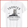 Escola de Condução Toonces Est 1989 O Gato Motorista Camiseta de Algodão Branca Camiseta Unissex
