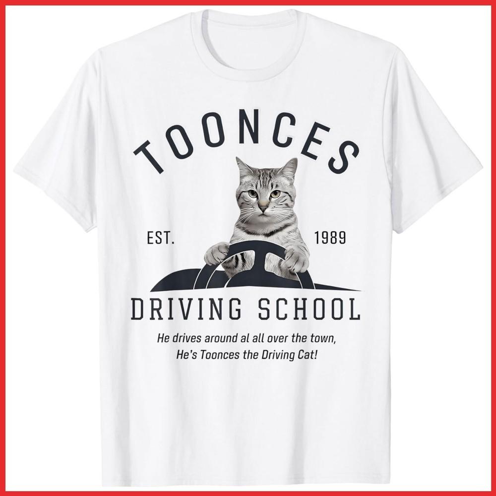 Toonces Driving School Est 1989 The Driving Cat White Cotton T-Shirt Unisex T-Shirt XXXL