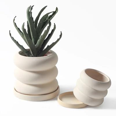 Nordischer INS-Stil Atmungsaktiver Keramik-Blumentopf für fleischige grüne Pflanzen, vegetarisch gebrannt, moderner minimalistischer Persönlichkeitskunst-Grünrettich
