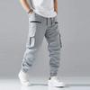 Zipper Men's Flap Pocket Side Drawstring Waist Men's Cargo Pants Men Baggy Trousers Men Thin Cargo Pants