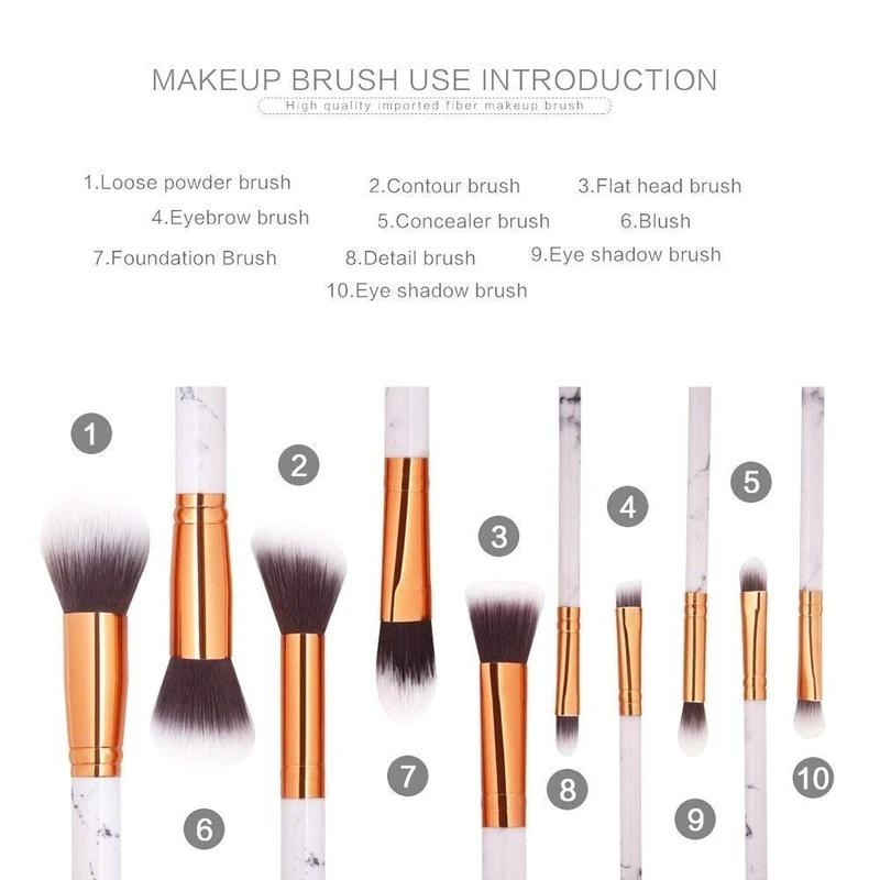 Set de instrumente de pensule de machiaj 10 bucăți, pudră cosmetică, fard de ochi, fard de obraz, perie pentru frumusețe.
