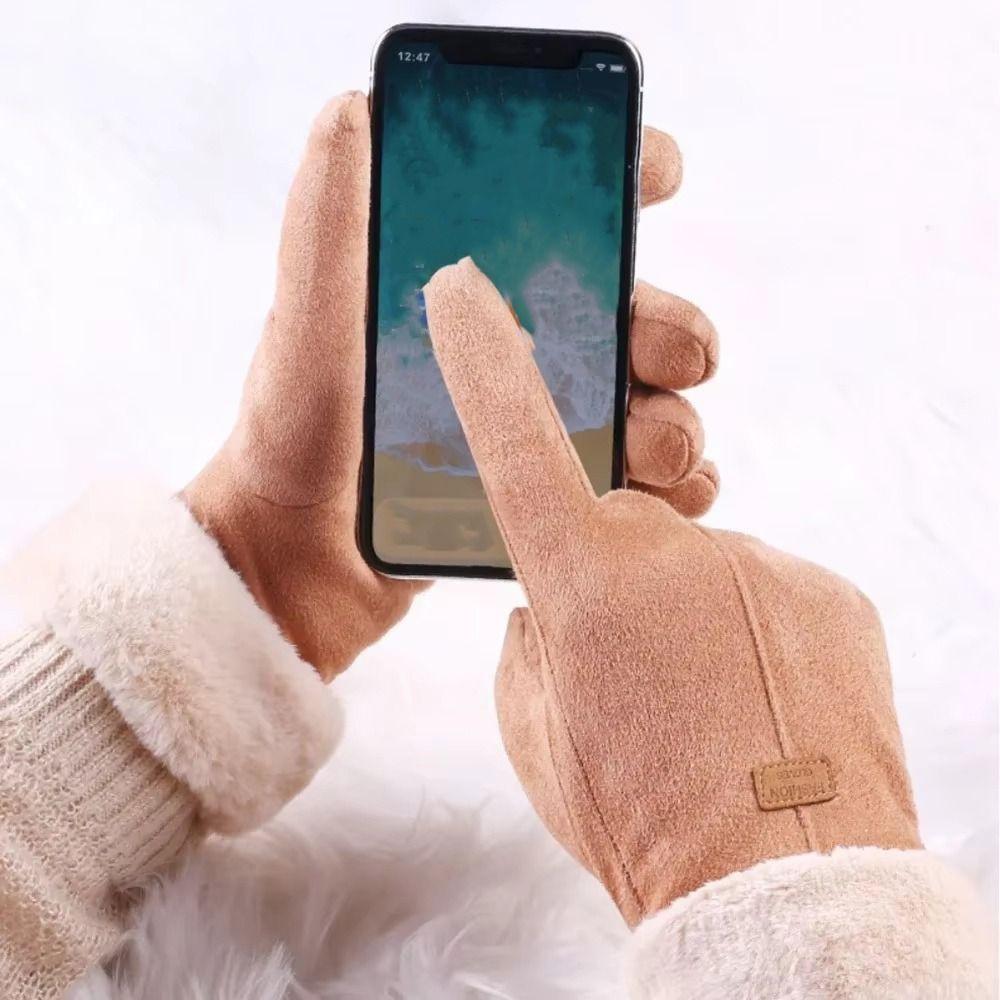 Windproof Suede Gloves  Sports Cycling Mittens Women Winter Gloves  Autumn/Winter